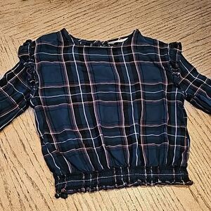 Girls plaid long sleeve ruffle sleeves size 8-9 H&M